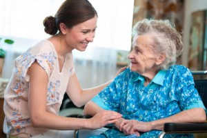 senior woman with home caregiver